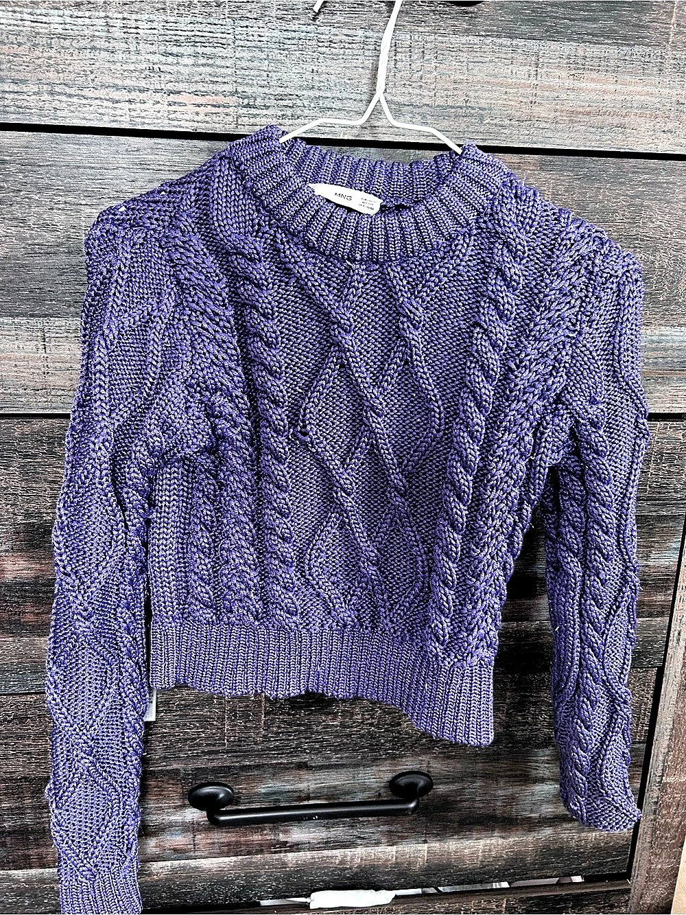 MNG Cable Knit Sweater in Purple Size XS Like New